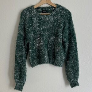 Maeve Teal Fuzzy Crew Neck Sweater